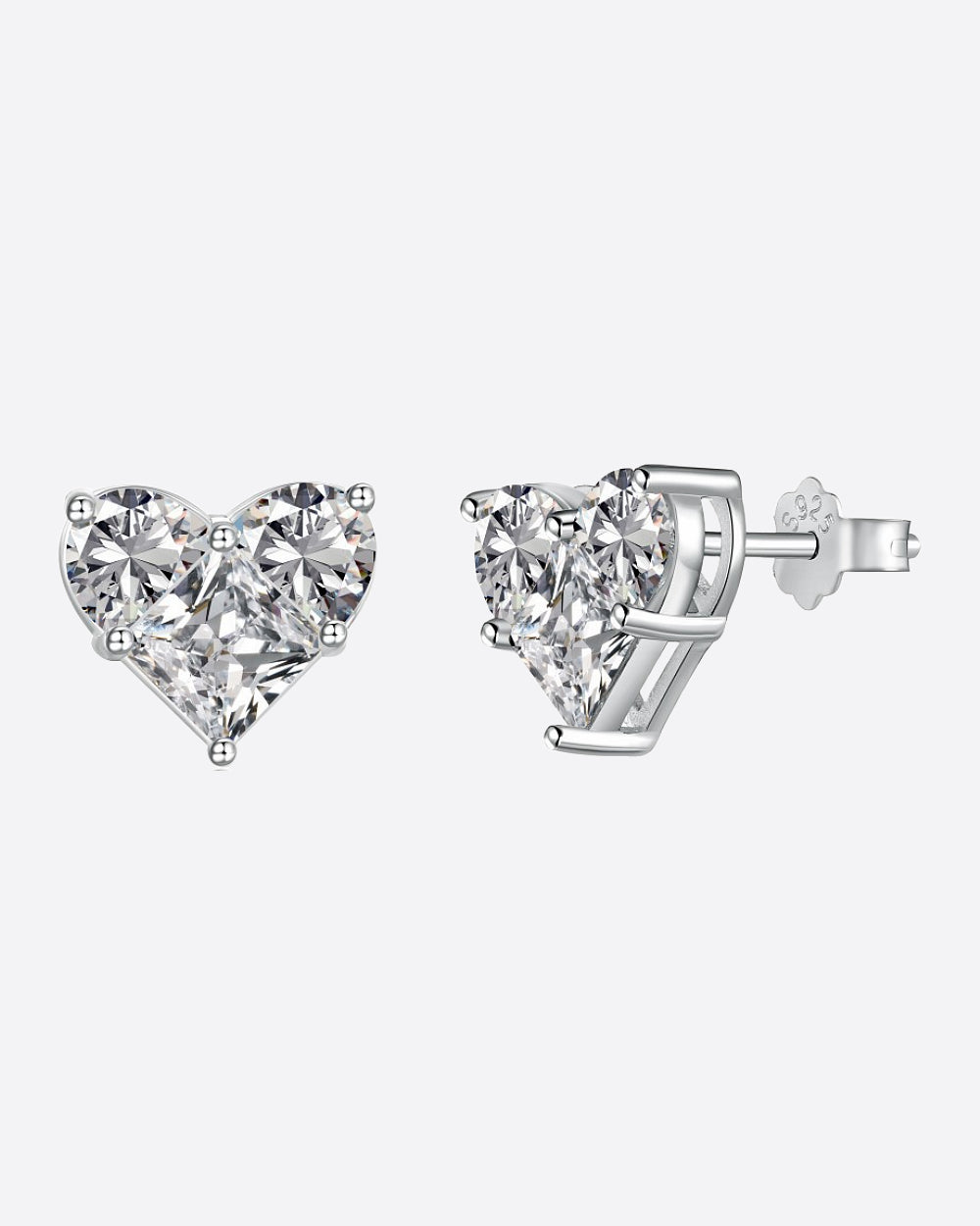 DAZZLING HEART STUDS 925. - WHITE GOLD