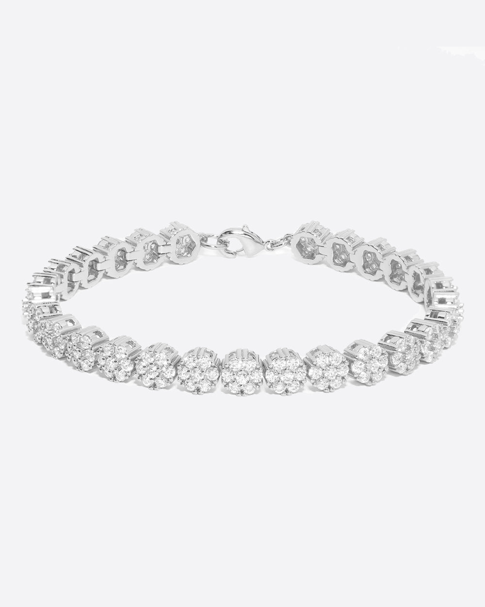 FLOWER TENNIS BRACELET. - 8MM WHITE GOLD