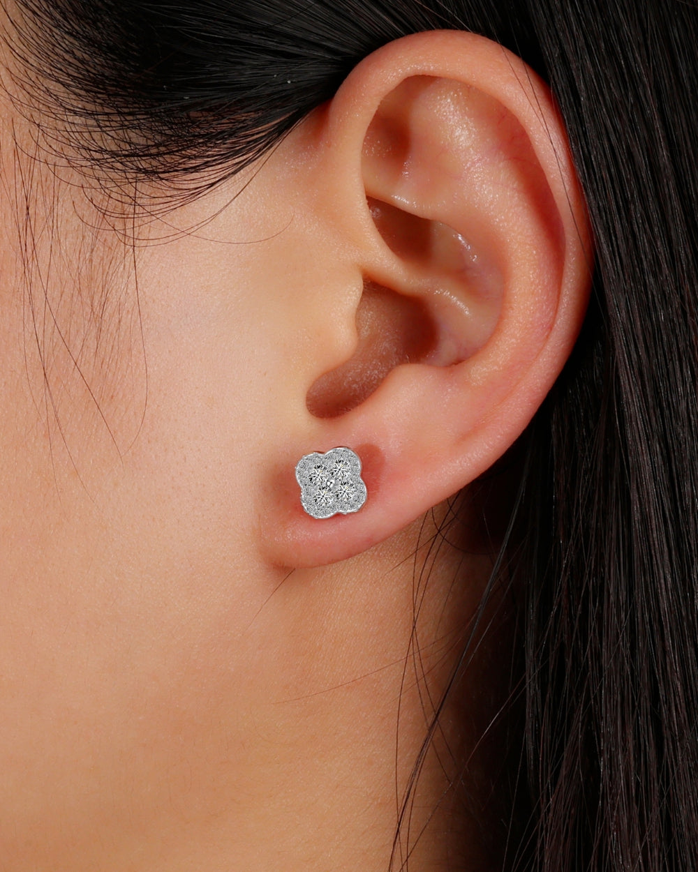 ICED CLOVER STUDS.