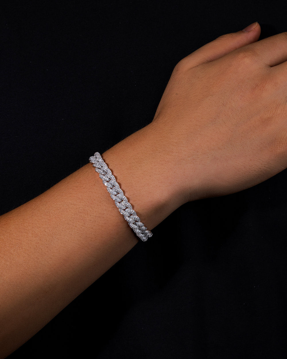 ICED CUBANA BRACELET. - 8MM WHITE GOLD