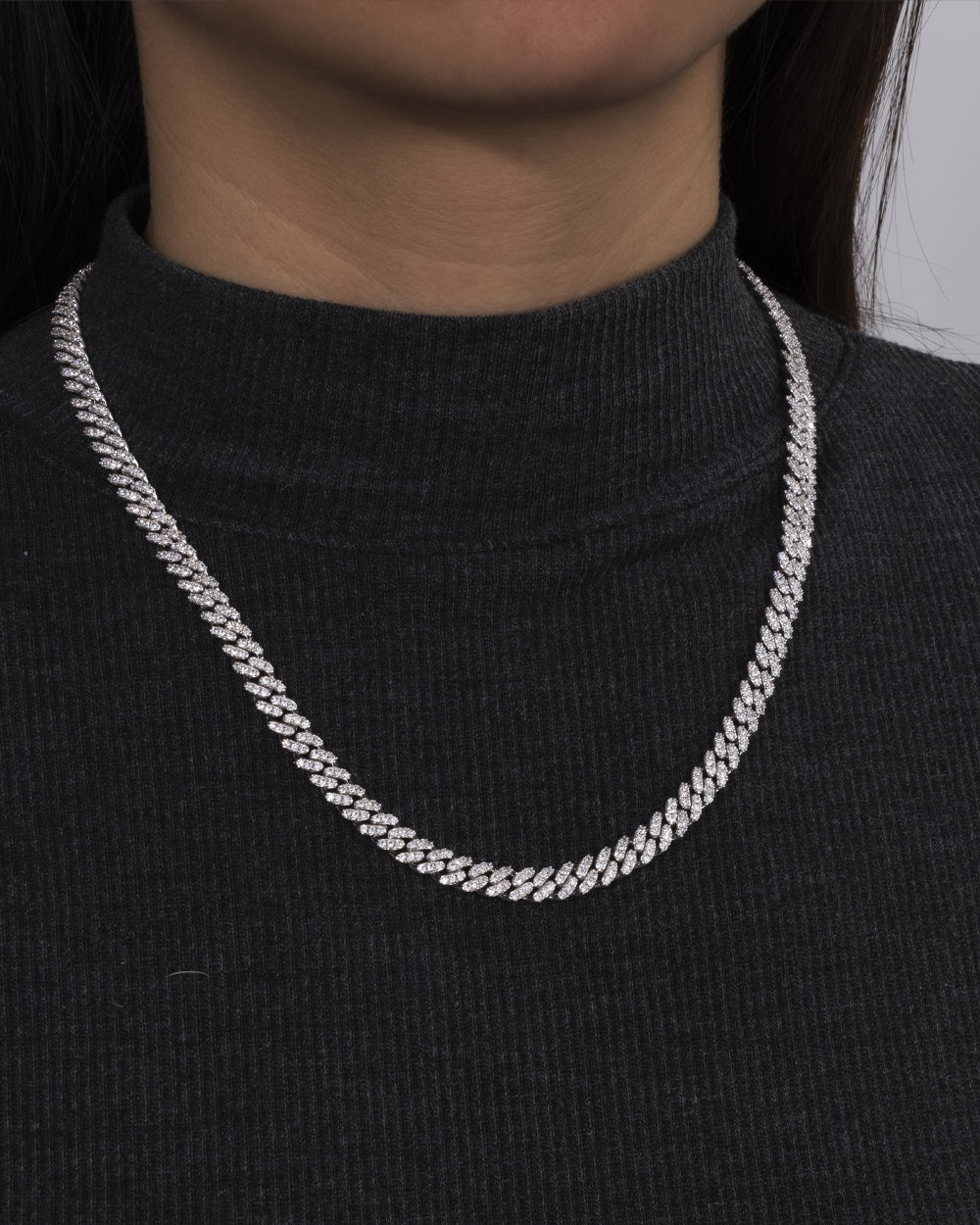 MOISSANITE CUBAN CHAIN. - 6MM WHITE GOLD