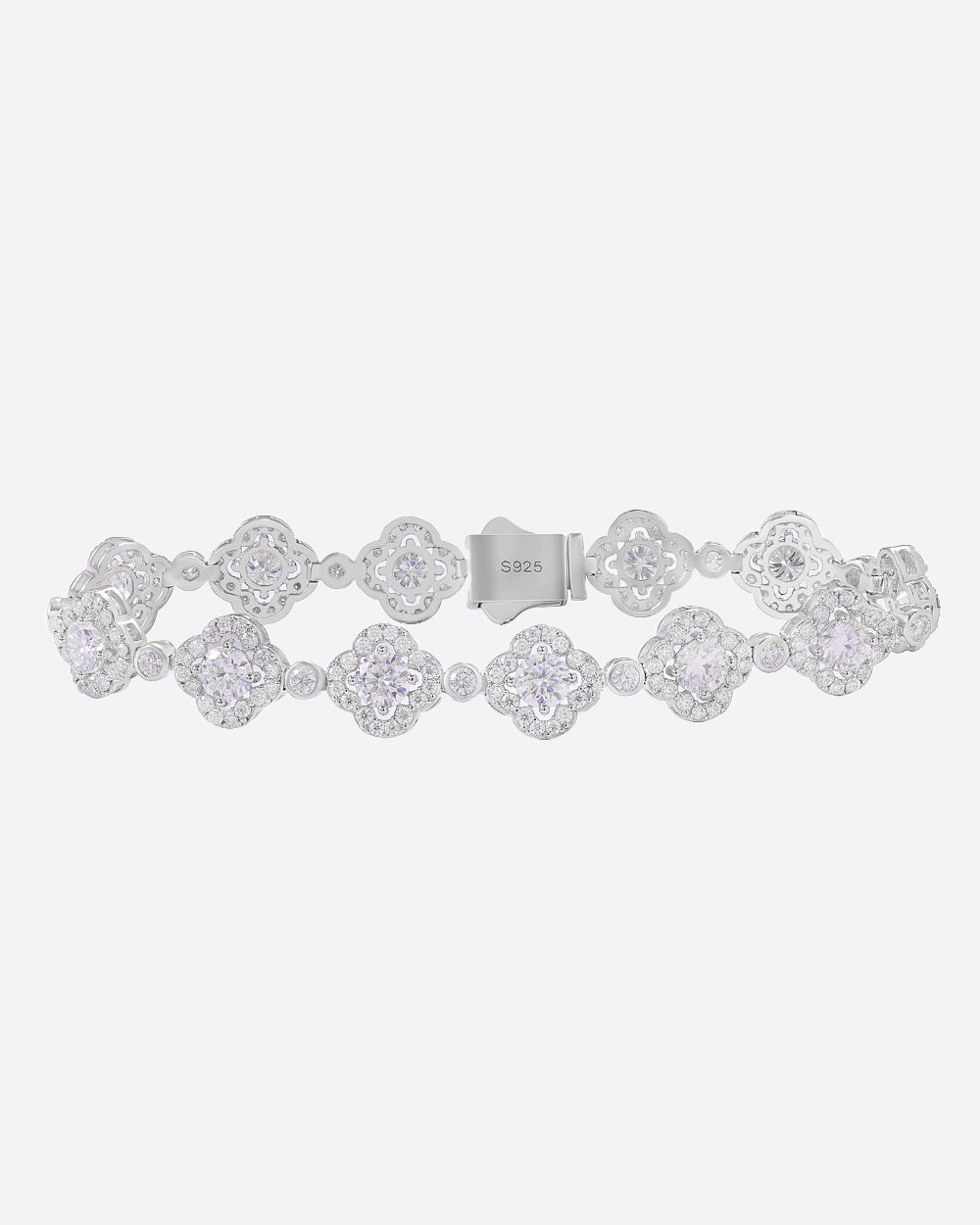 MOISSANITE ICED CLOVERS BRACELET. - WHITE GOLD